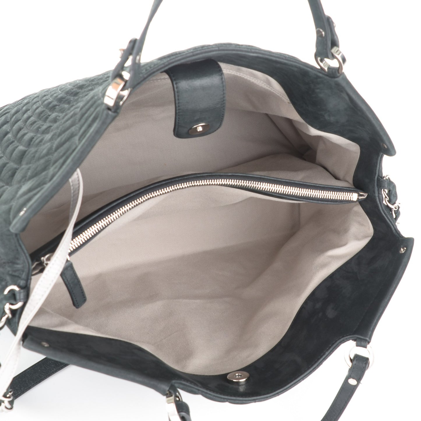 Iridescent Calfskin Large Sea Hit Tote Black