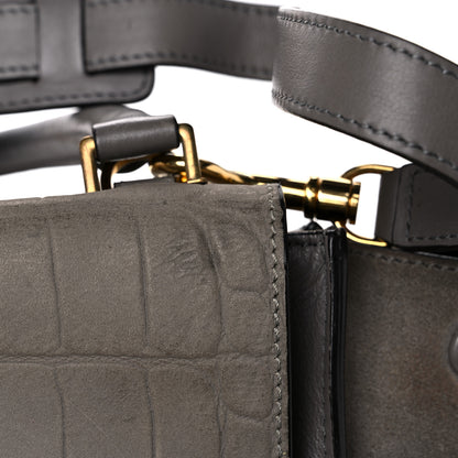 Celine Crocodile Embossed Nubuck Medium Trapeze Grey 23 of 29