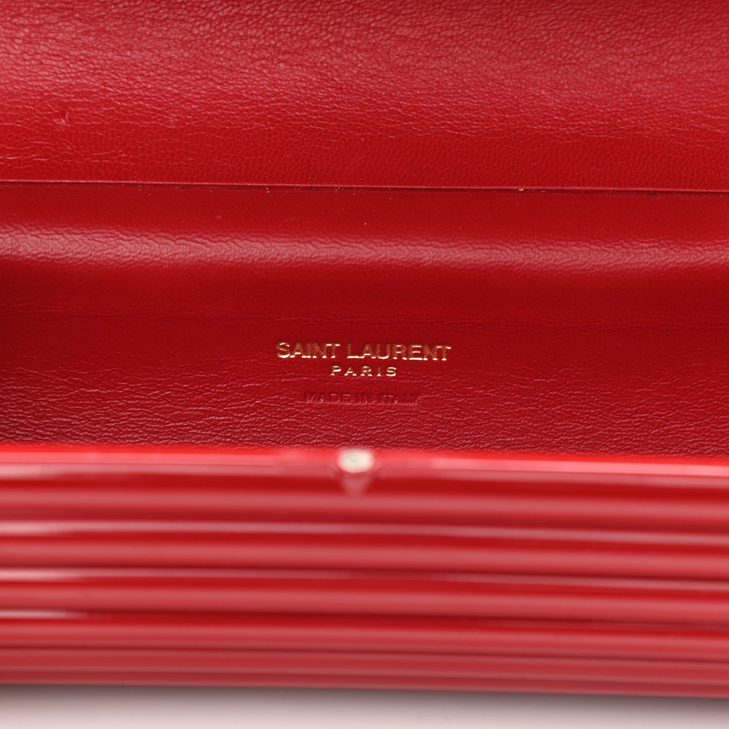Ribbed Plexiglass Lambskin Fringe Monogram Opium Box Bag Red