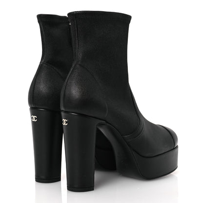 Chanel Lambskin Platform Short Boots 38 Black 5 of 14
