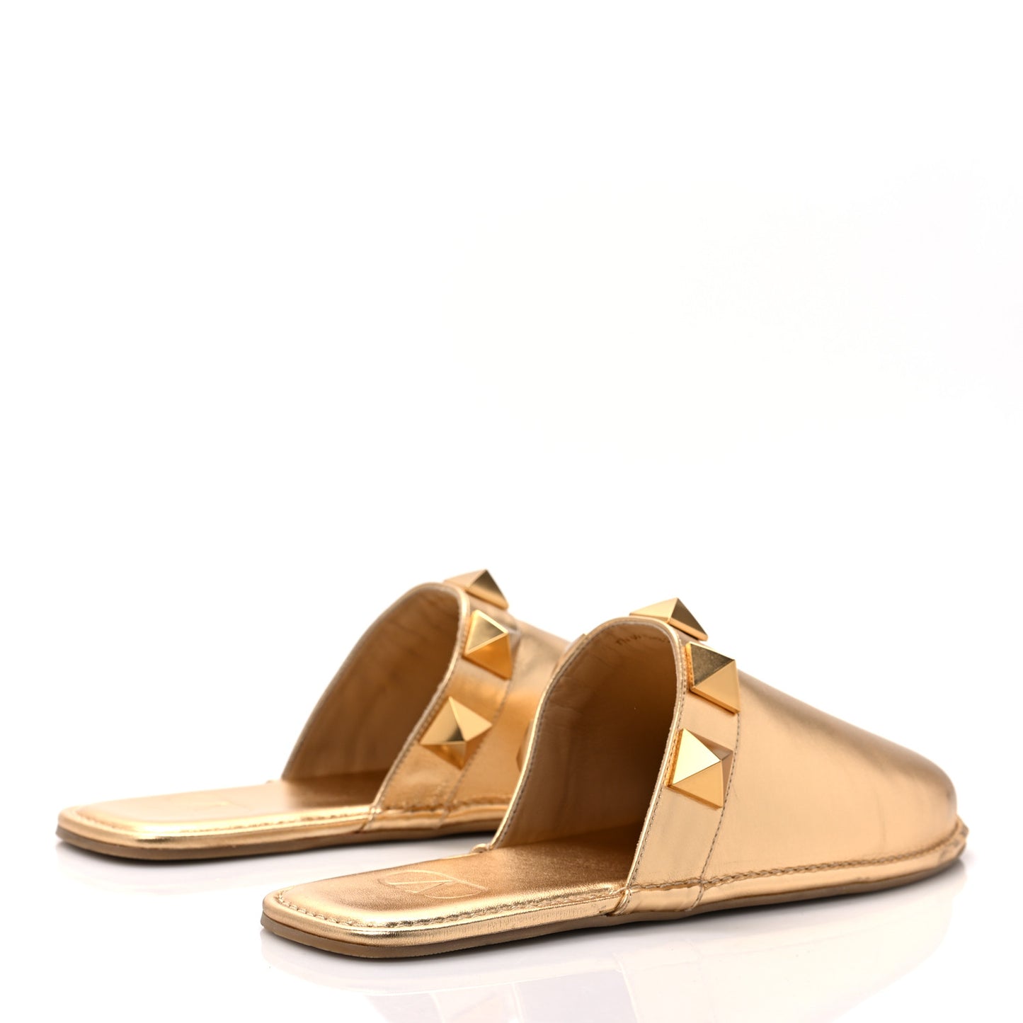 Metallic Nappa Roman Stud Slippers 38.5 Antique Brass