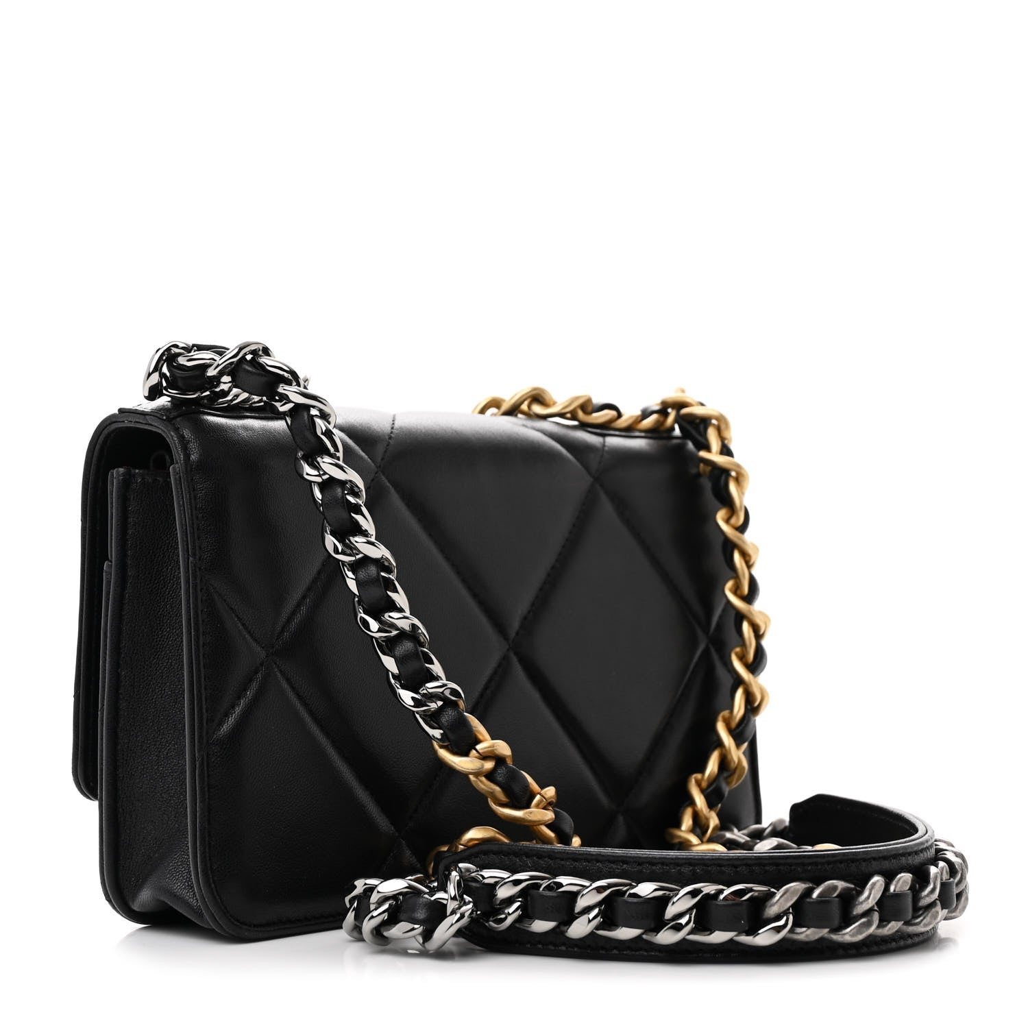 Chanel Lambskin Quilted Chanel 19 Wallet On Chain WOC Black 3 of 13