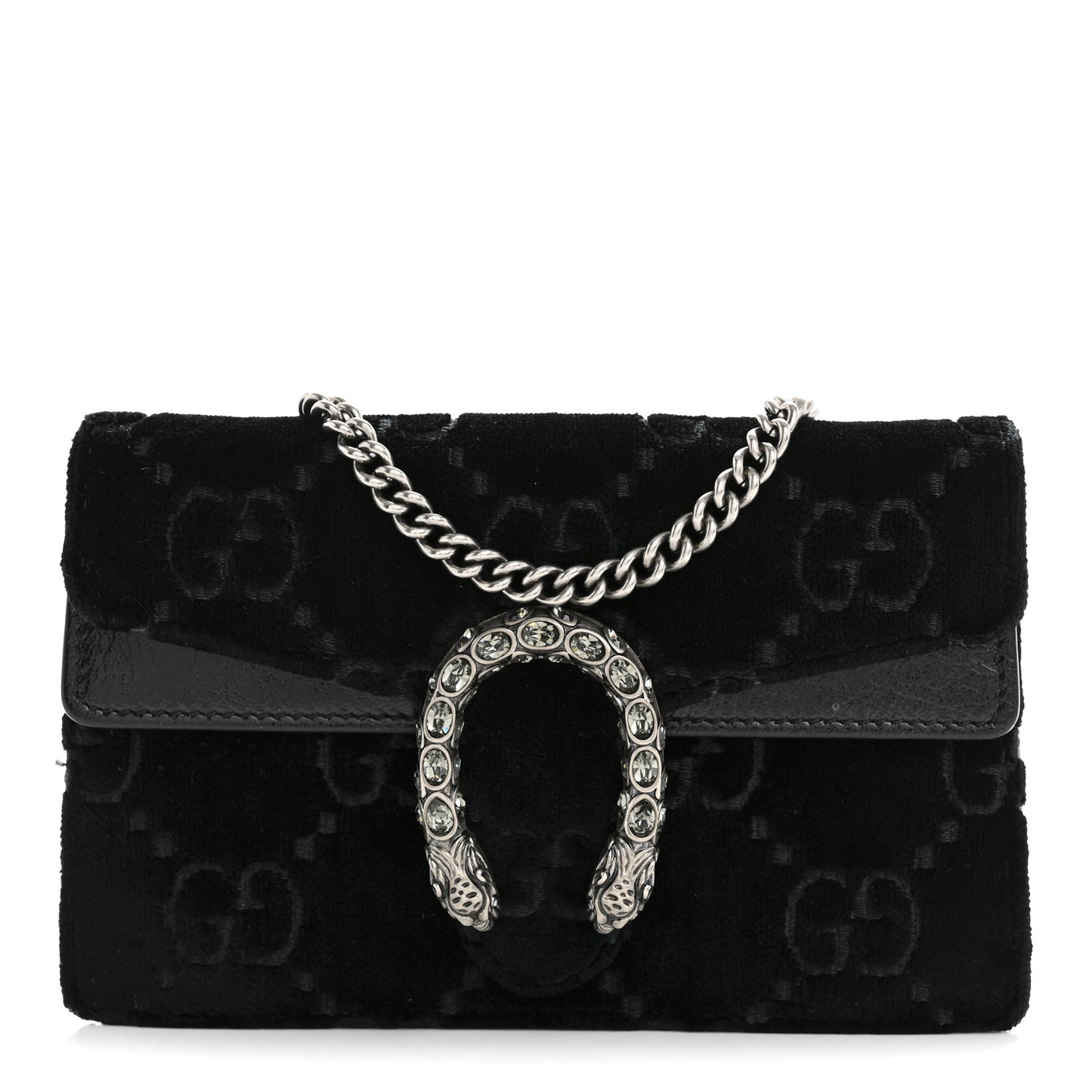 Velvet GG Monogram Super Mini Dionysus Shoulder Bag Black