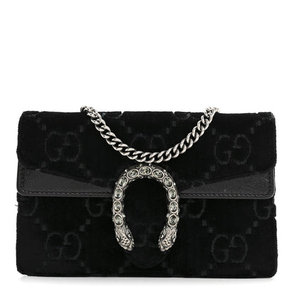 Gucci Velvet GG Monogram Super Mini Dionysus Shoulder Bag Black 1 of 14