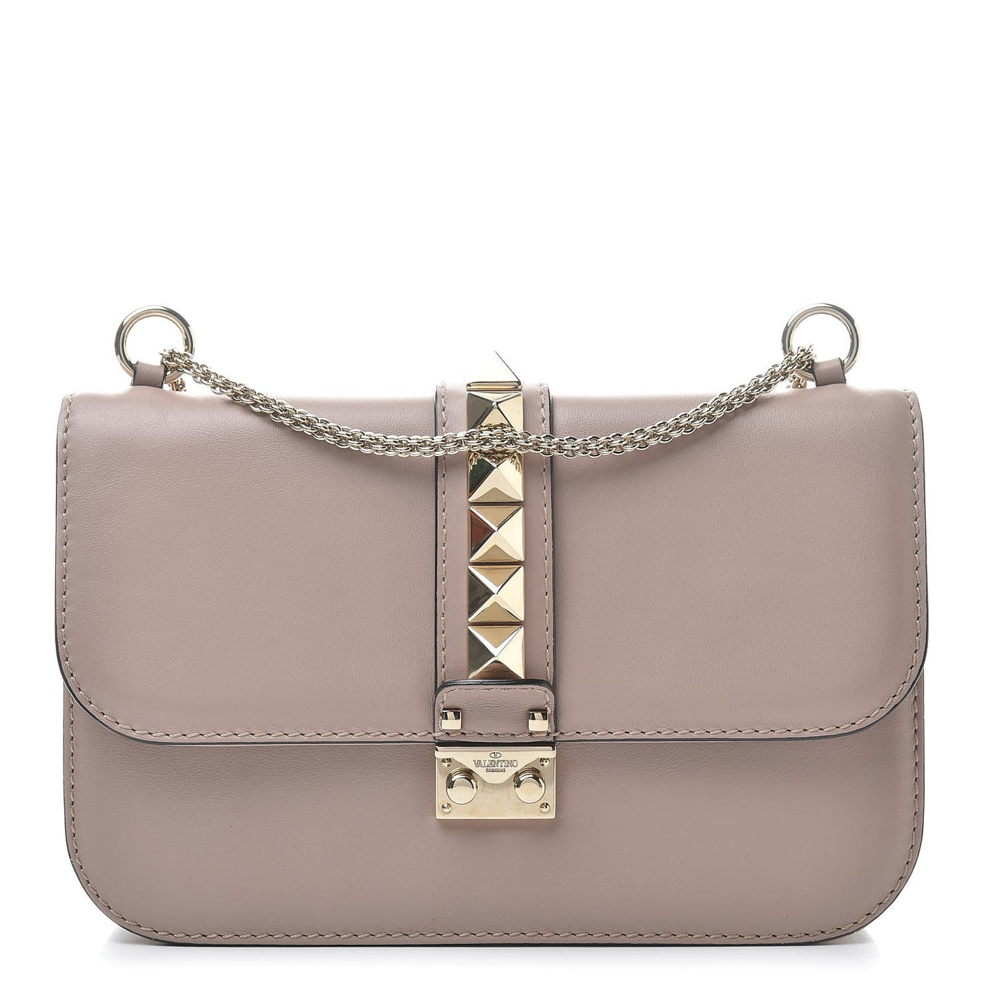 Vitello Medium Glam Lock Rockstud Flap Poudre
