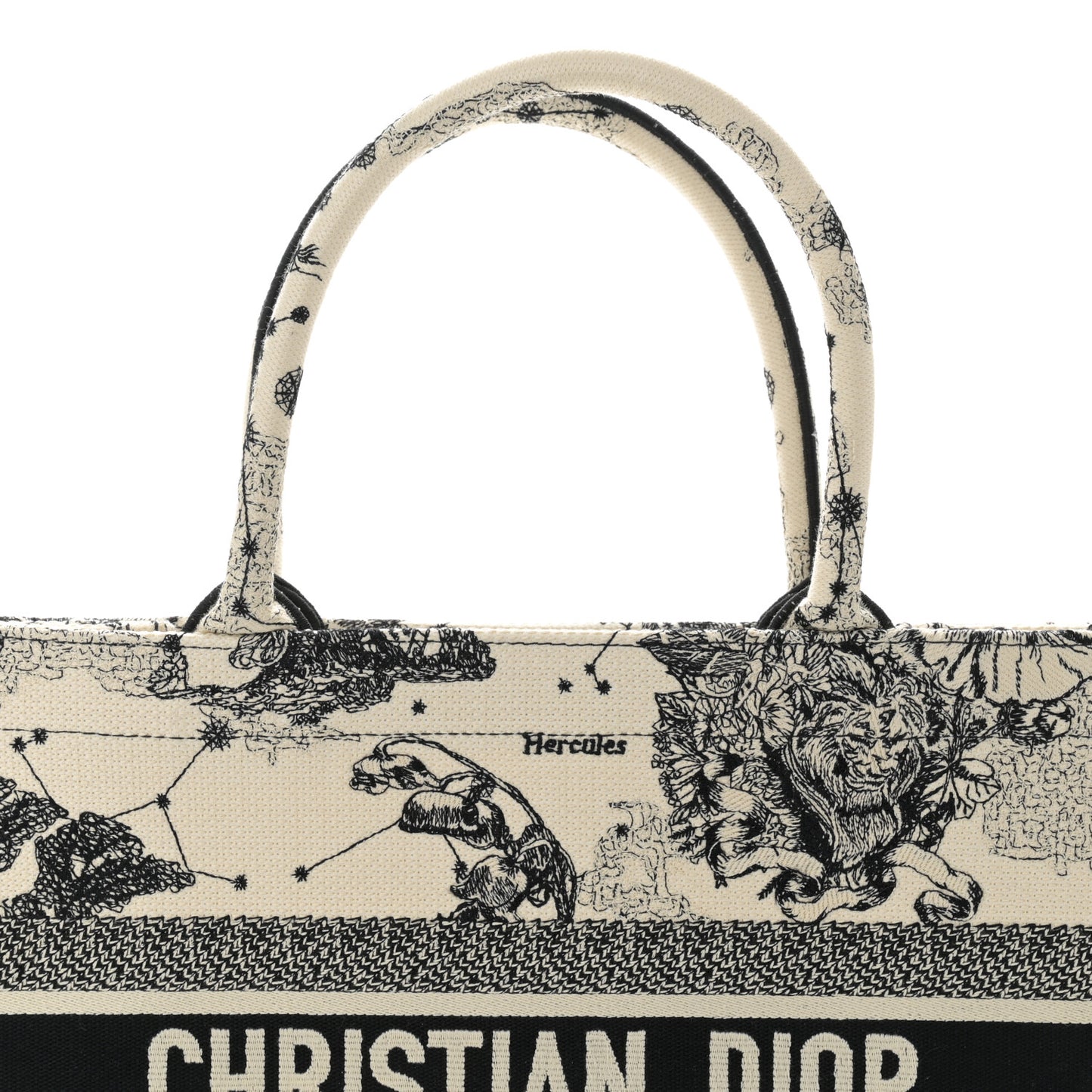 Canvas Zodiac Toile De Jouy Embroidered Medium Book Tote Latte