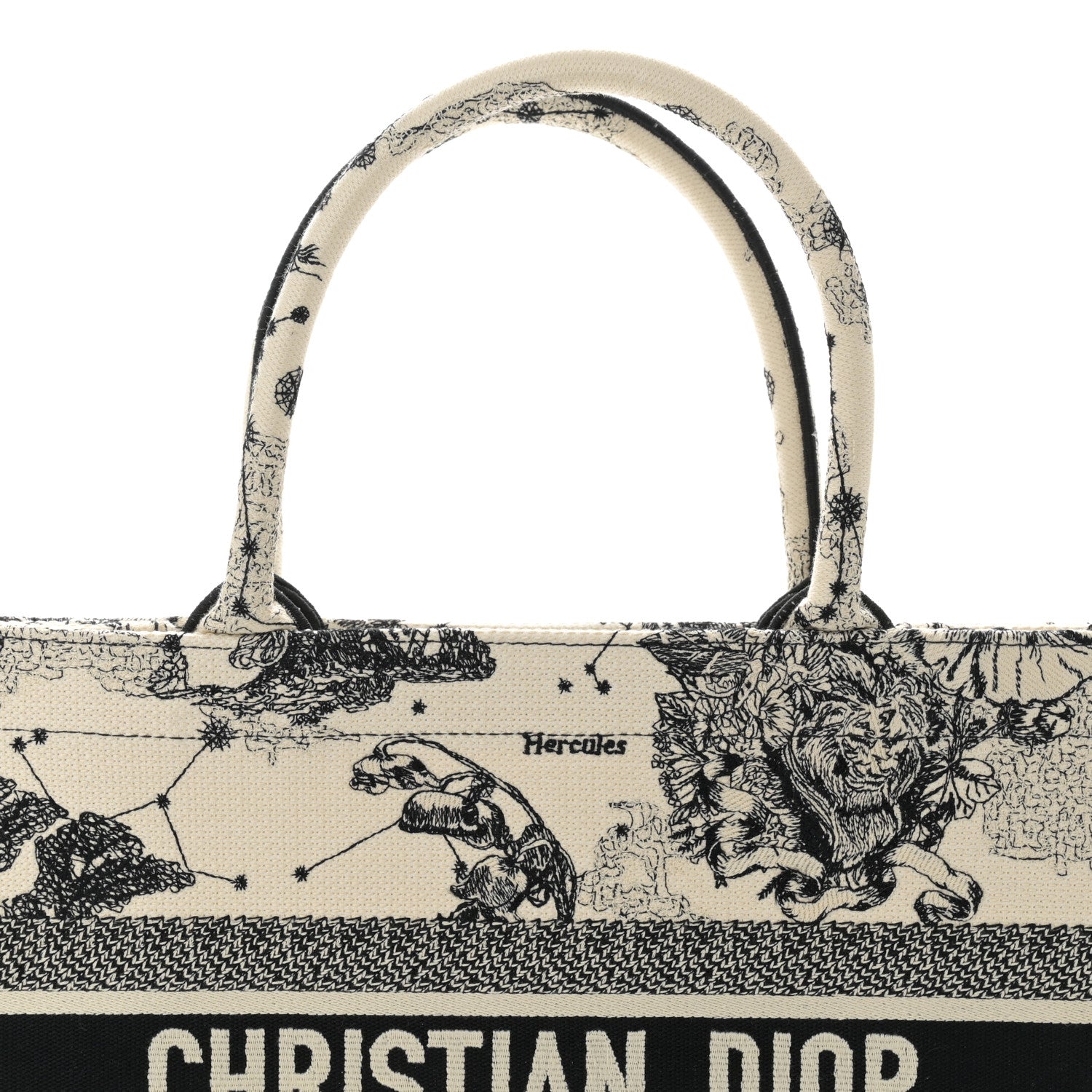 Christian Dior Canvas Zodiac Toile De Jouy Embroidered Medium Book Tote Latte 8 of 10