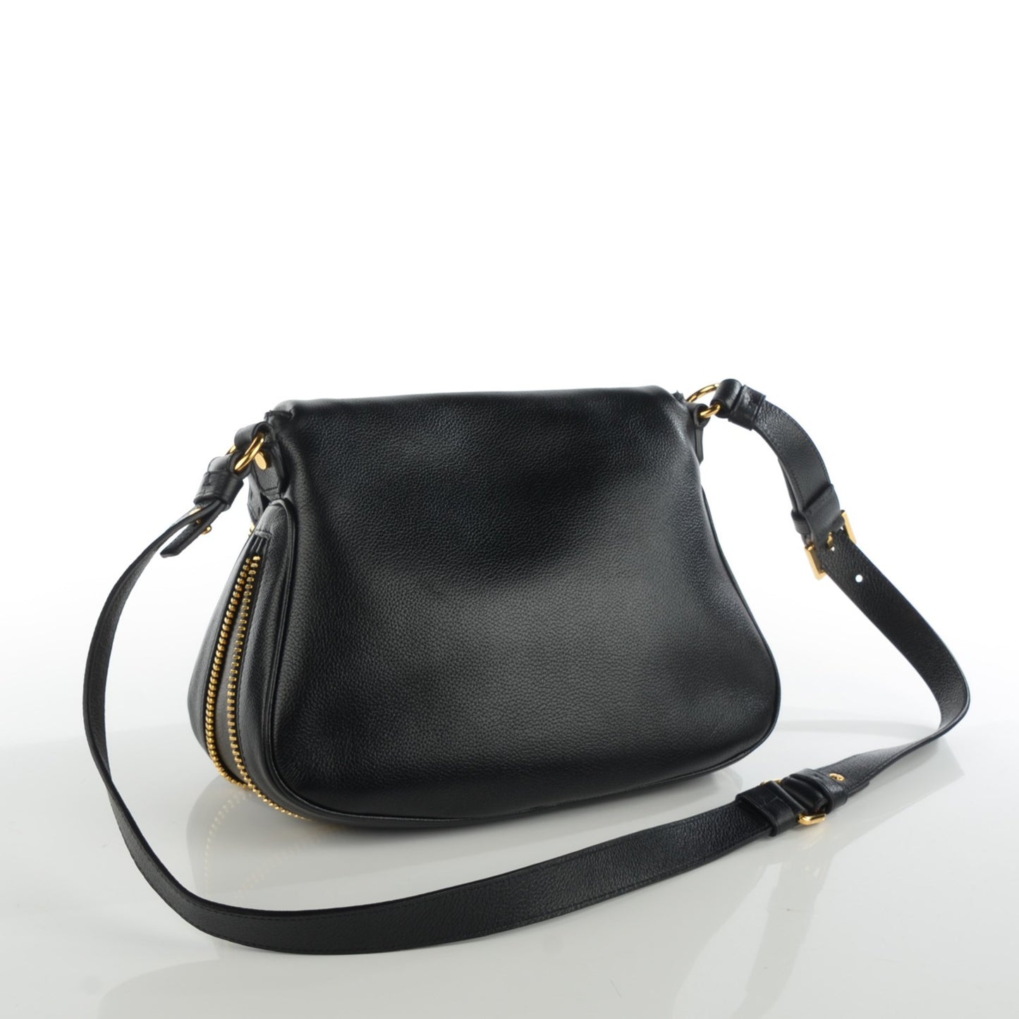 Grained Calfskin Medium Jennifer Crossbody Bag Black