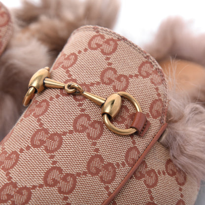 Gucci GG Monogram Fur Mens Princetown Slippers 8 Beige Ruggine Rust 8 of 9