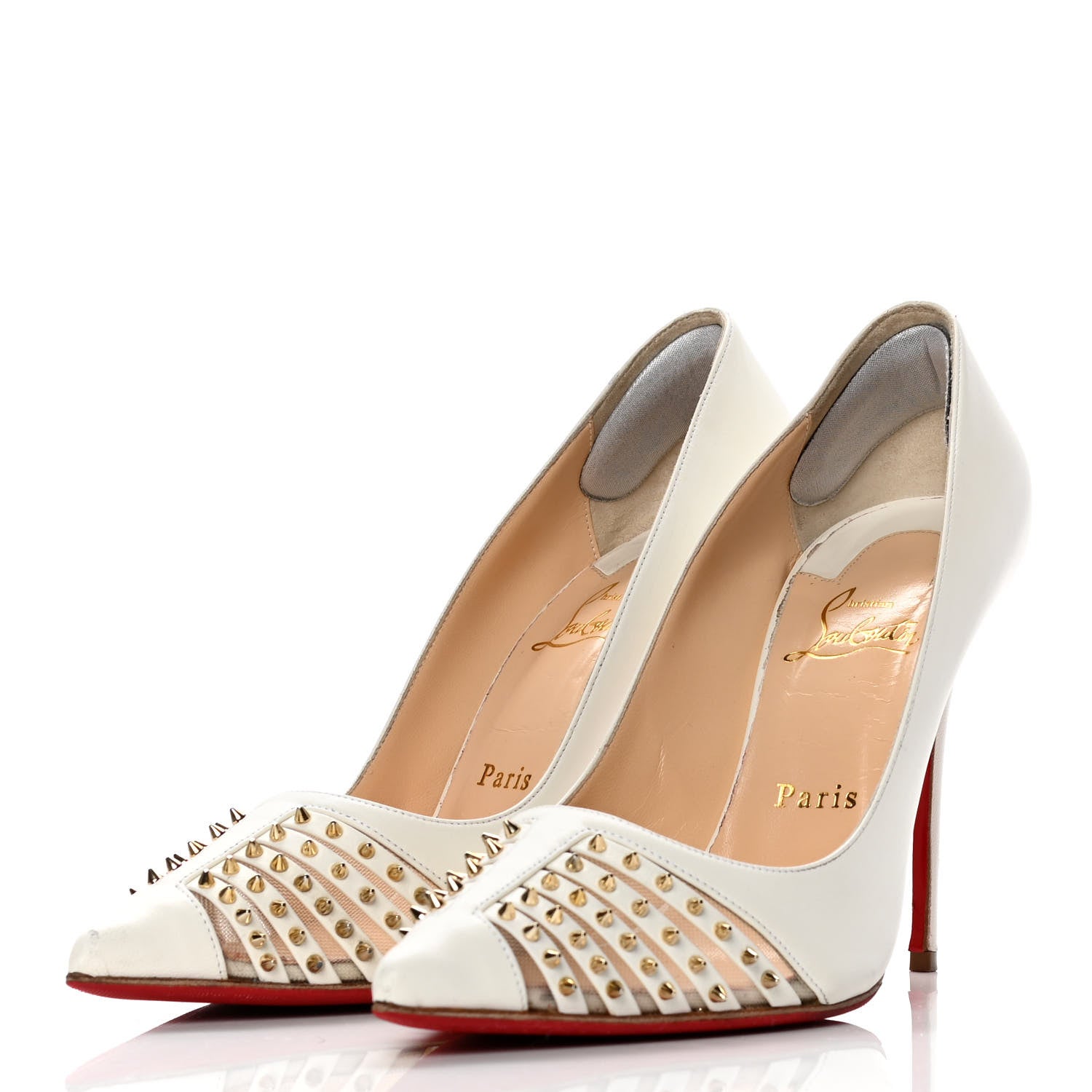 Christian Louboutin Kid Bareta 100 Pumps 38.5 Neige Light Gold 3 of 11