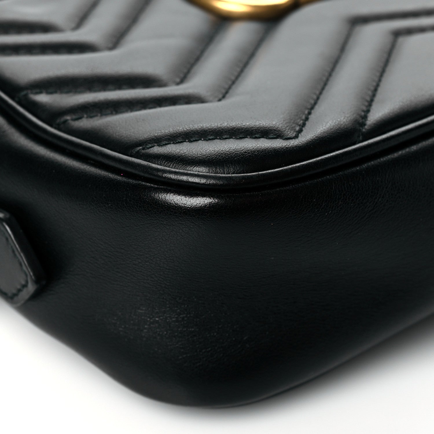 Gucci Calfskin Matelasse Mini GG Marmont Chain Shoulder Bag Black 10 of 11