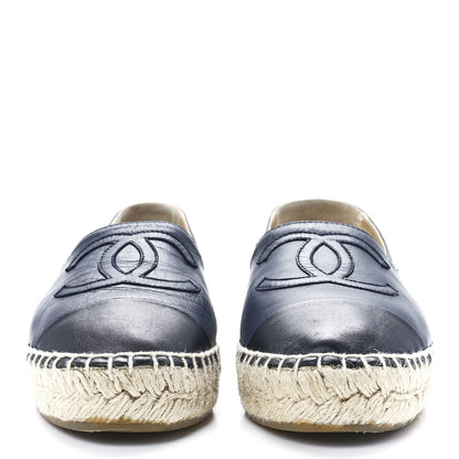 Chanel Lambskin CC Espadrilles 35 Navy Black 2 of 10