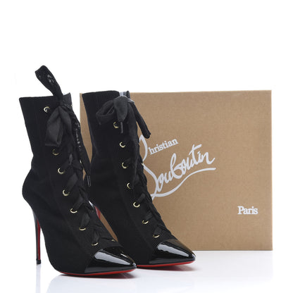 Christian Louboutin Patent Maille Tricot Frenchie 100 Ankle Boots 36 Black 8 of 8