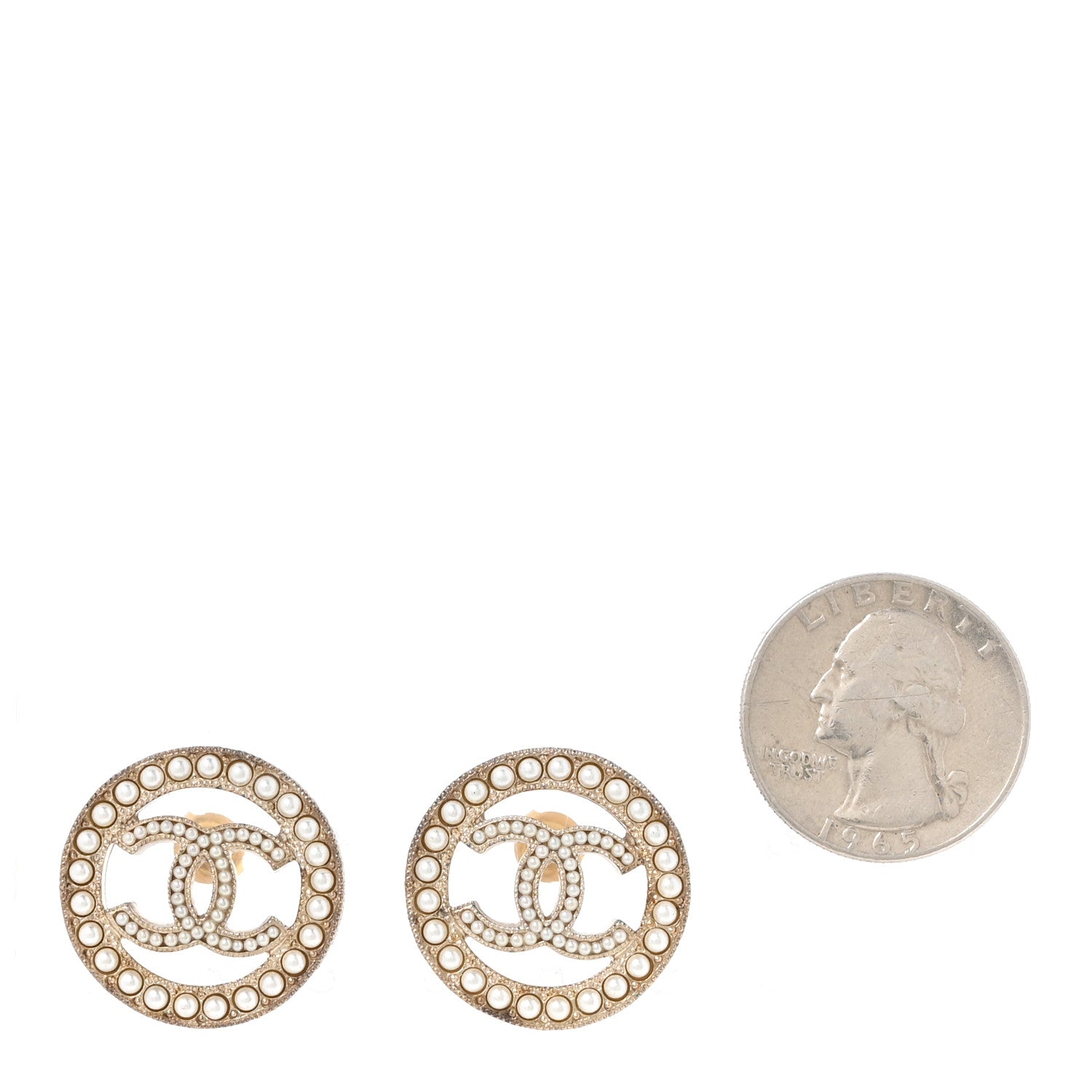 Chanel Pearl CC Round Earrings Gold 2 of 4