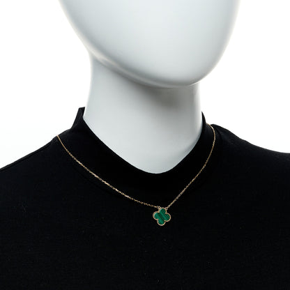 Van Cleef & Arpels 18K Yellow Gold Malachite Vintage Alhambra Pendant Necklace 2 of 6