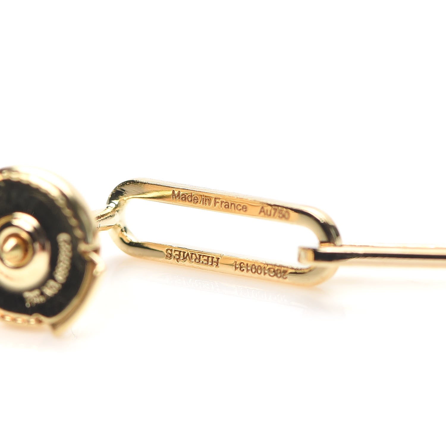 Hermes 18K Yellow Gold TPM Kelly Chaine Earrings 5 of 6
