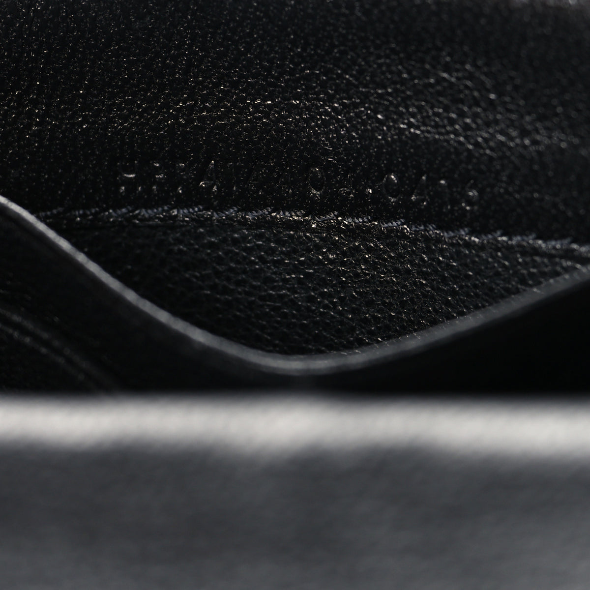 Lambskin Matelasse Chevron Small Monogram Envelope Wallet Black