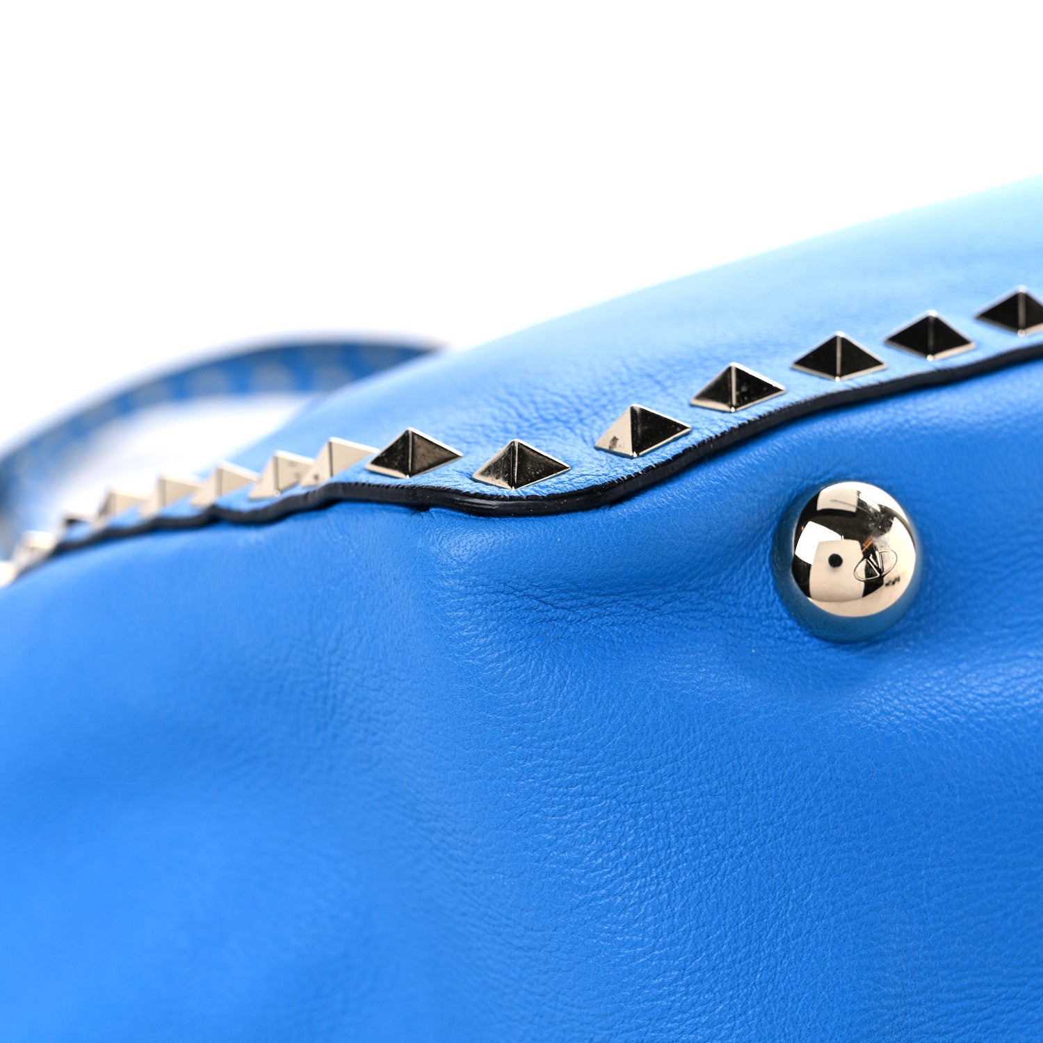 Valentino Garavani Vitello Medium Rockstud Tote Blue Fluo 8 of 12