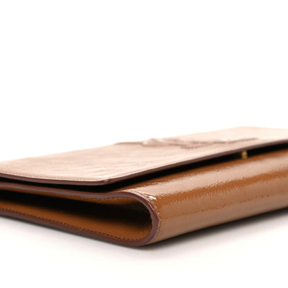 Saint Laurent Textured Patent Calfskin Monogram Large Belle De Jour Clutch Beige 9 of 15