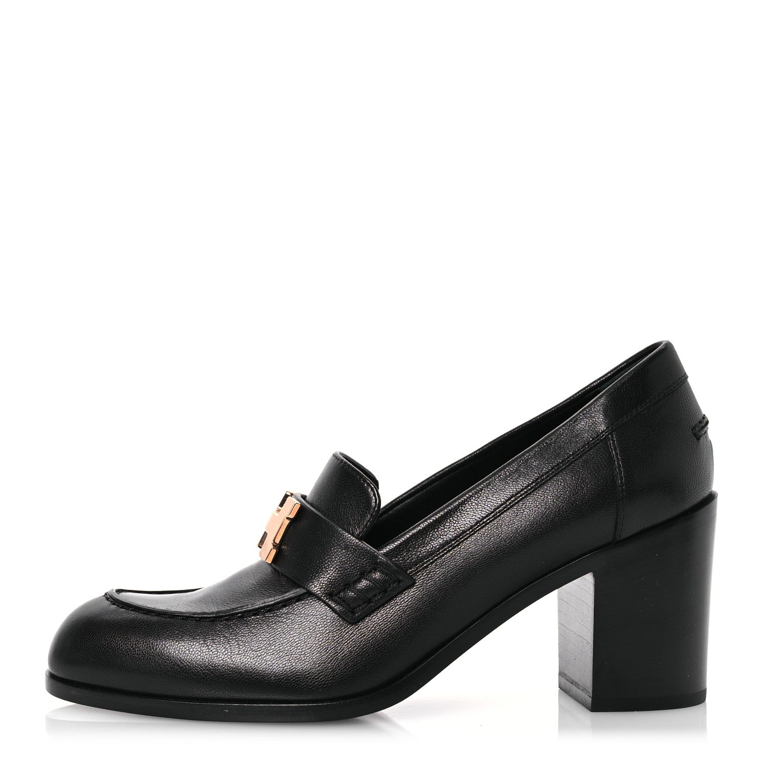 Hermes Goatskin Womens Dauphine 70 Moccasin Loafers 37.5 Black 1 of 11