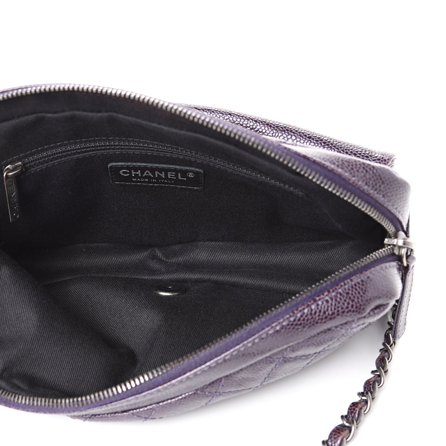 Iridescent Caviar Quilted Small Chic Flap Dark Purple