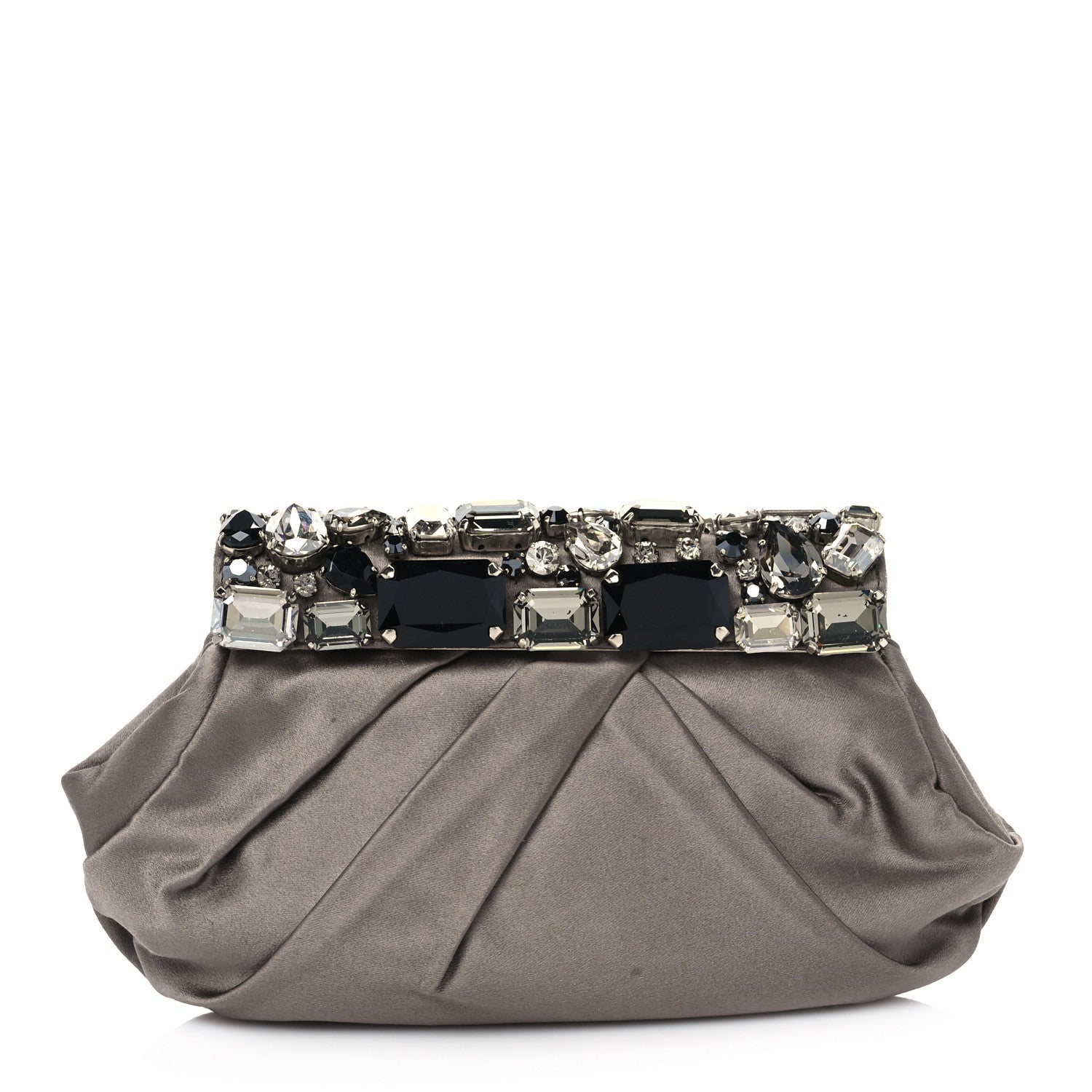 Prada Satin Crystal Clutch Fumo 1 of 7
