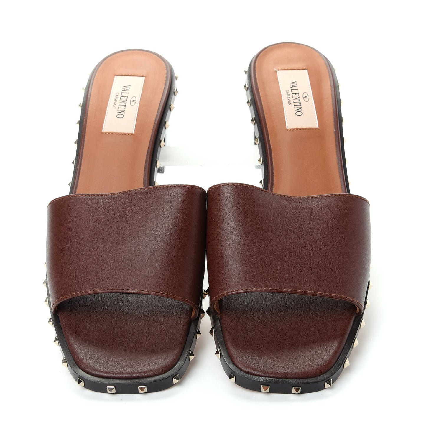 Nappa Soul Rockstud 55mm Slide Sandals 37 Brown