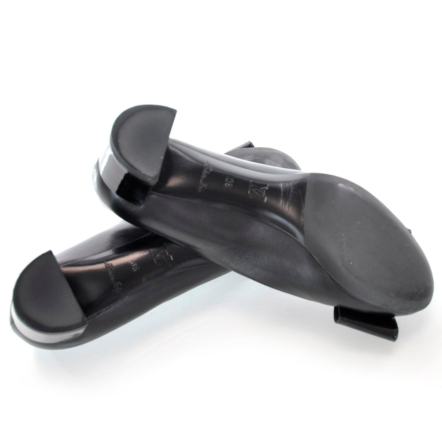 Leather Large Bow Heels 36 Black