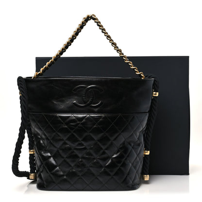 Chanel Crumpled Calfskin En Vogue Rope Hobo Bag Black 11 of 11