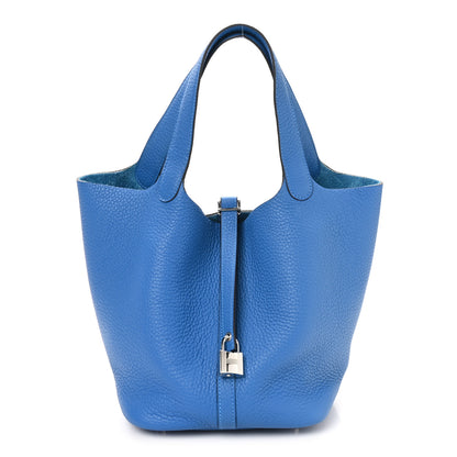 Hermes Taurillon Clemence Picotin Lock 22 MM Bleu Zanzibar 1 of 12