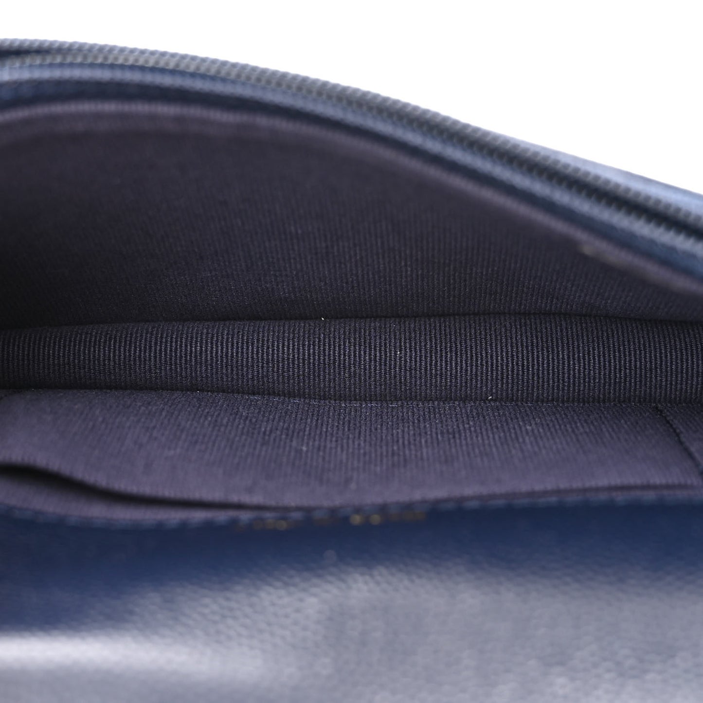 Caviar Quilted Pocket Twins Clutch With Chain Navy Blue