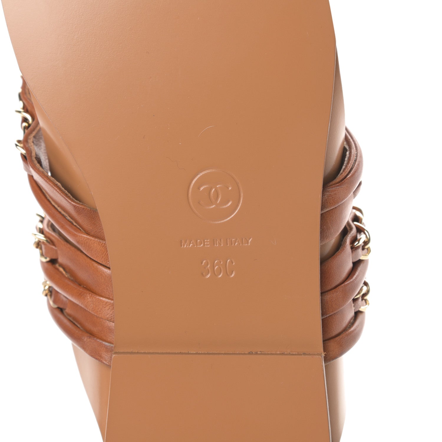 Chanel Calfskin Chain CC Thong Flat Sandals 36 Beige 6 of 9