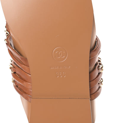 Chanel Calfskin Chain CC Thong Flat Sandals 36 Beige 6 of 9