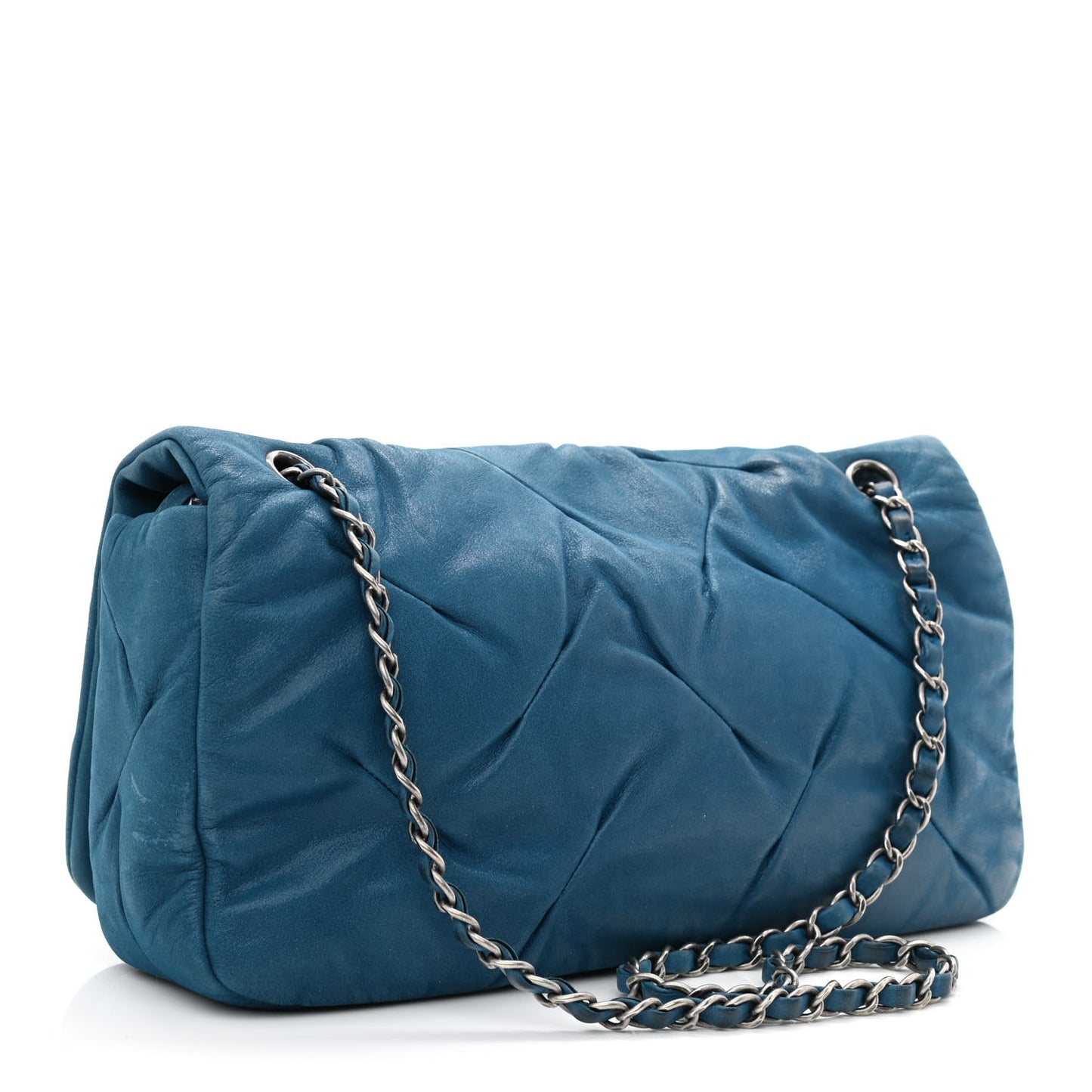 Iridescent Calfskin Glint Flap Blue