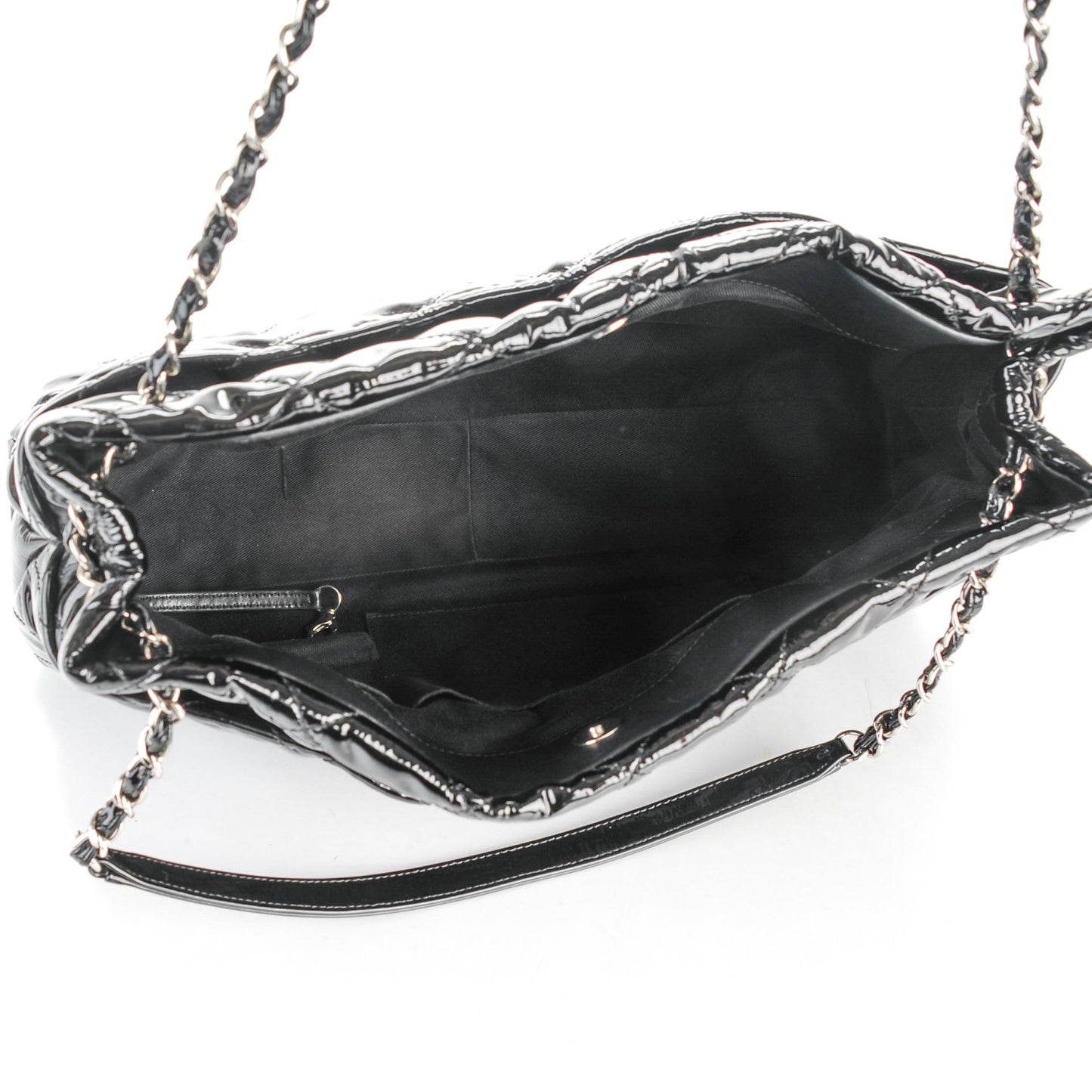 Patent Quilted Timeless CC Soft Tote Black
