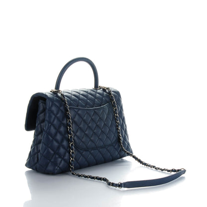 Chanel Caviar Quilted Medium Coco Handle Flap Navy 3 of 8