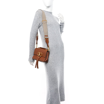 Valentino Garavani Pebbled Calfskin Small VRing Tassel Shoulder Bag Brown 2 of 9