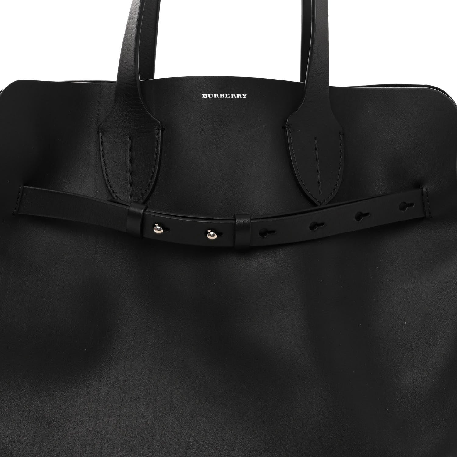 Burberry Calfskin Medium Belt Tote Black 8 of 11