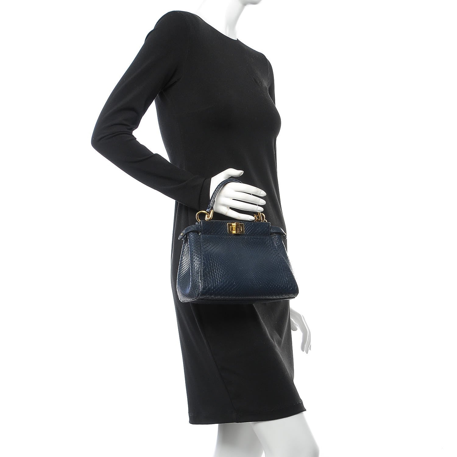 Fendi Python Mini Peekaboo Iconic Satchel Blue 3 of 14