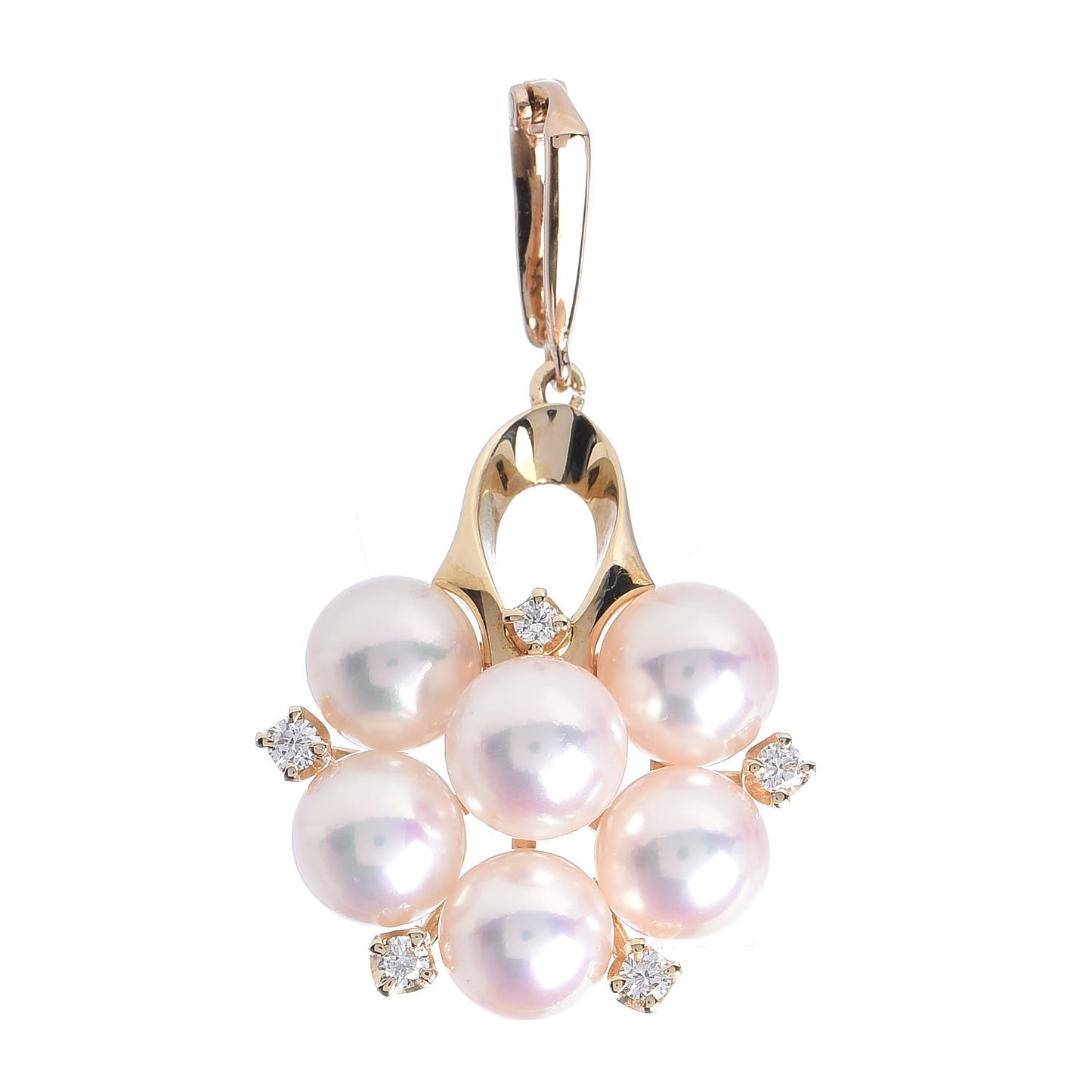 18K Yellow Gold Diamond Akoya Pearl 6.5-7mm Enhancer Pendant