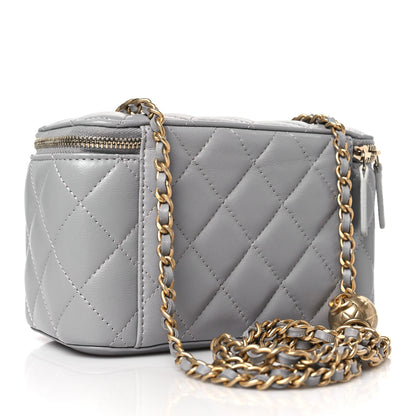 Chanel Lambskin Quilted Small Pearl Crush Vanity Case With Chain Grey 3 of 10