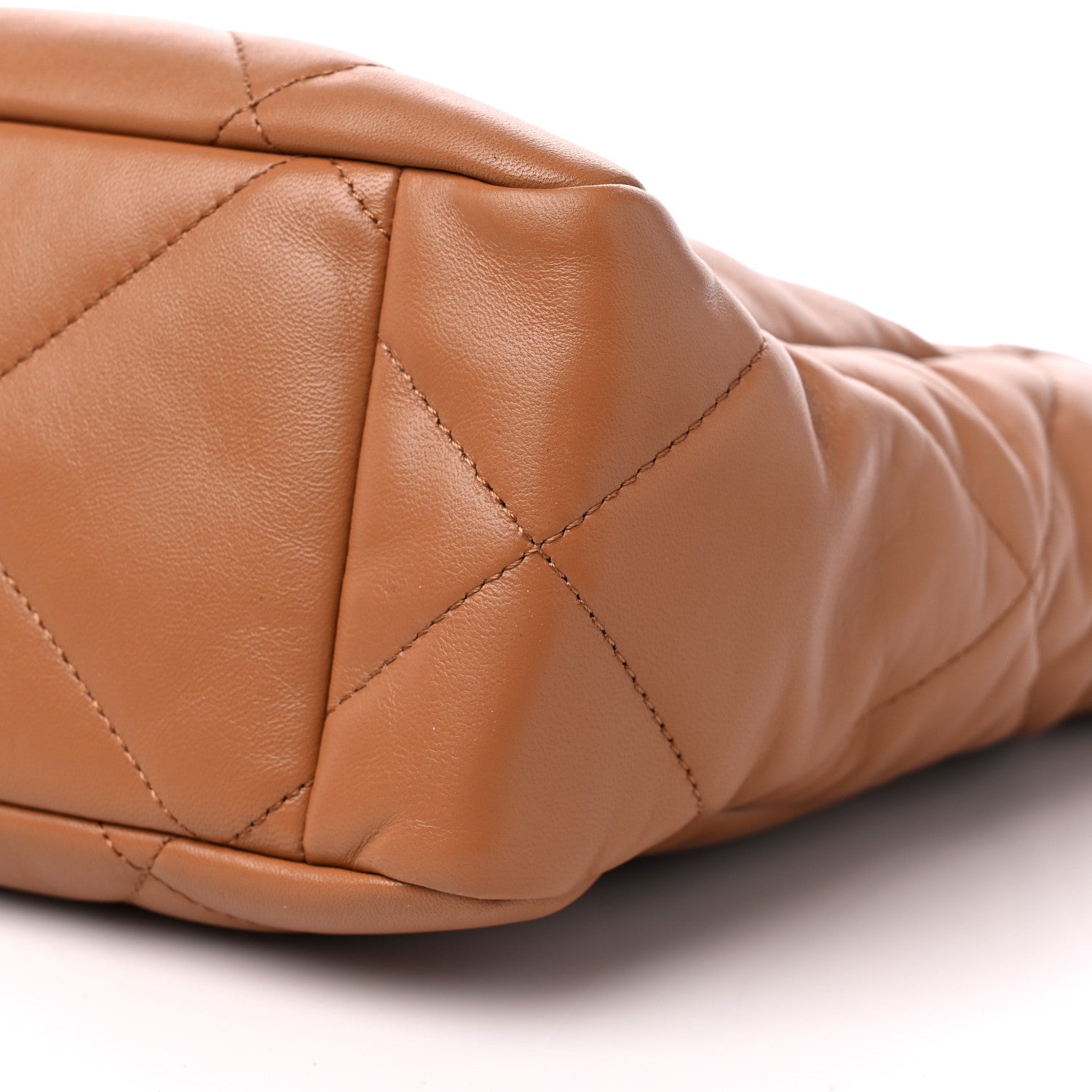 Chanel Lambskin Quilted Chanel 19 East West Shopping Bag Brown 9 of 12