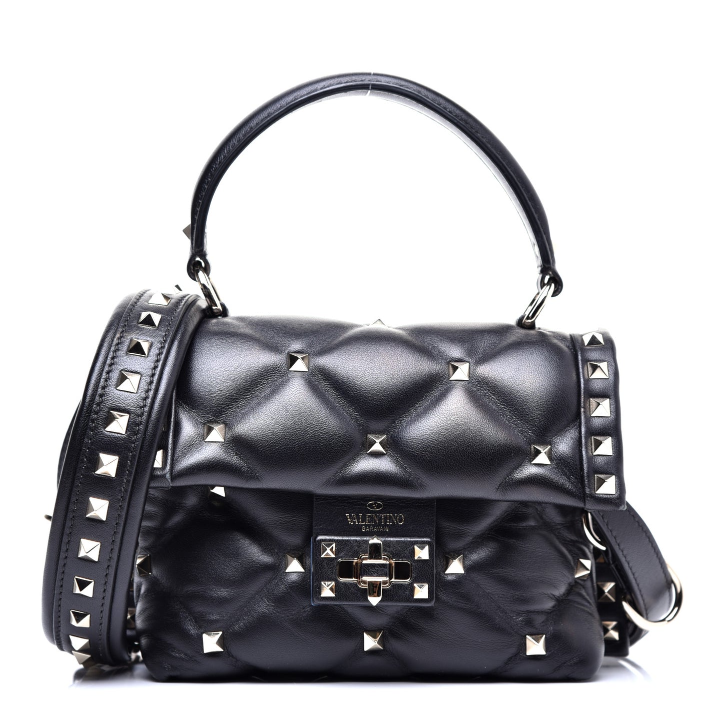 Nappa Mini Candystud Top Handle Bag Black