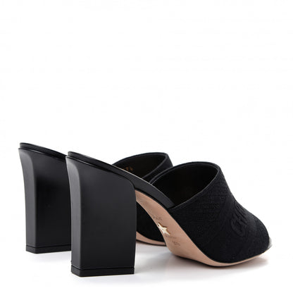Christian Dior Cotton Embroidered Dway 85mm Slide Sandals 37.5 Black 4 of 11