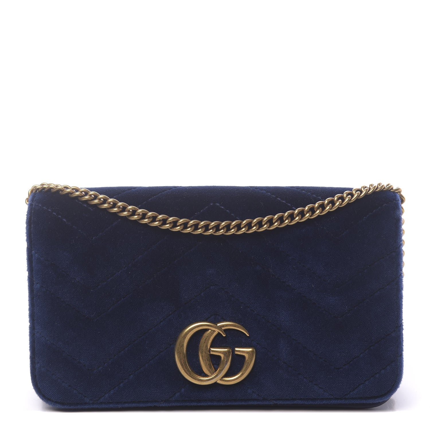 Gucci Velvet Matelasse GG Marmont Mini Bag Cobalt Blue 1 of 11