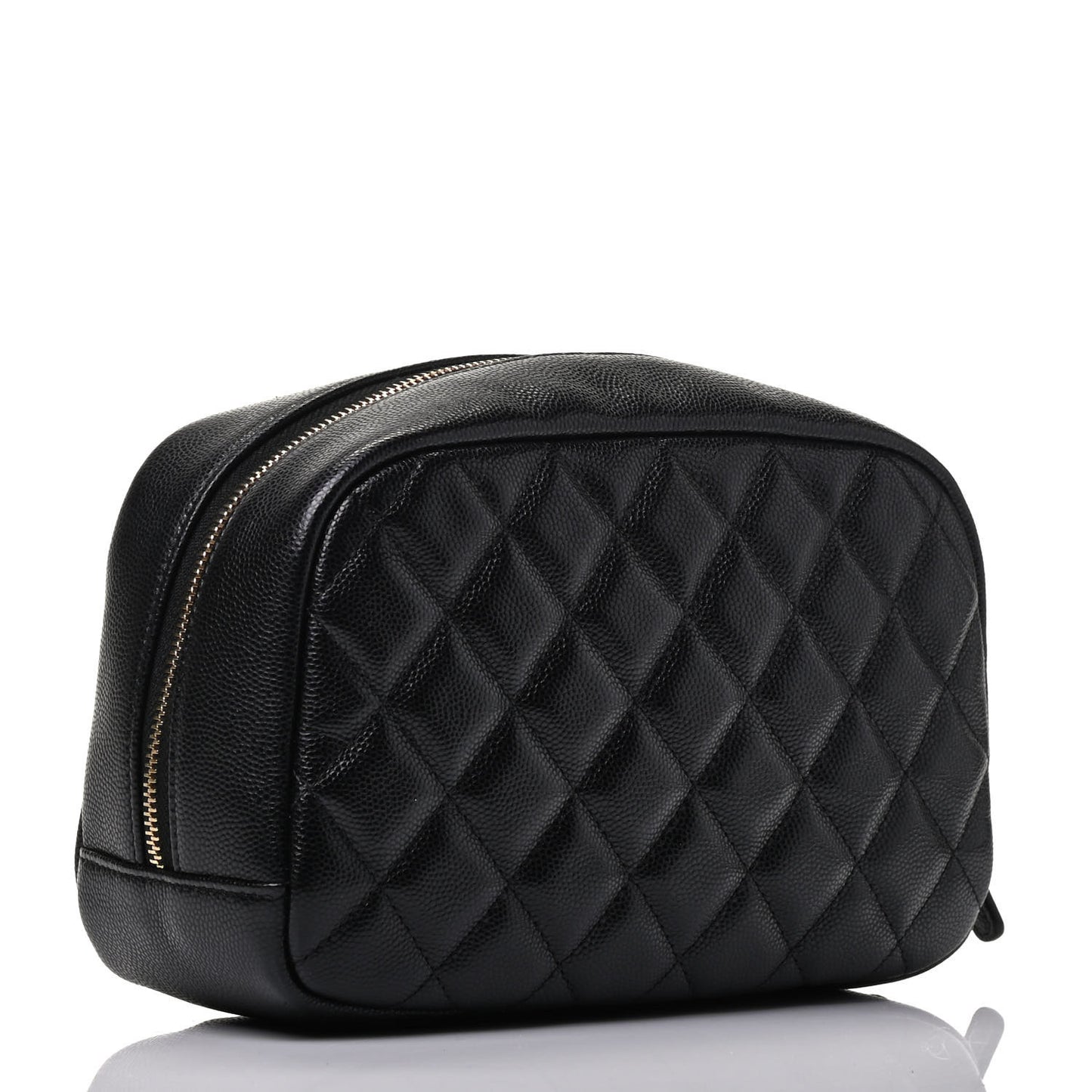 Caviar Quilted Curvy Pouch Cosmetic Case Black