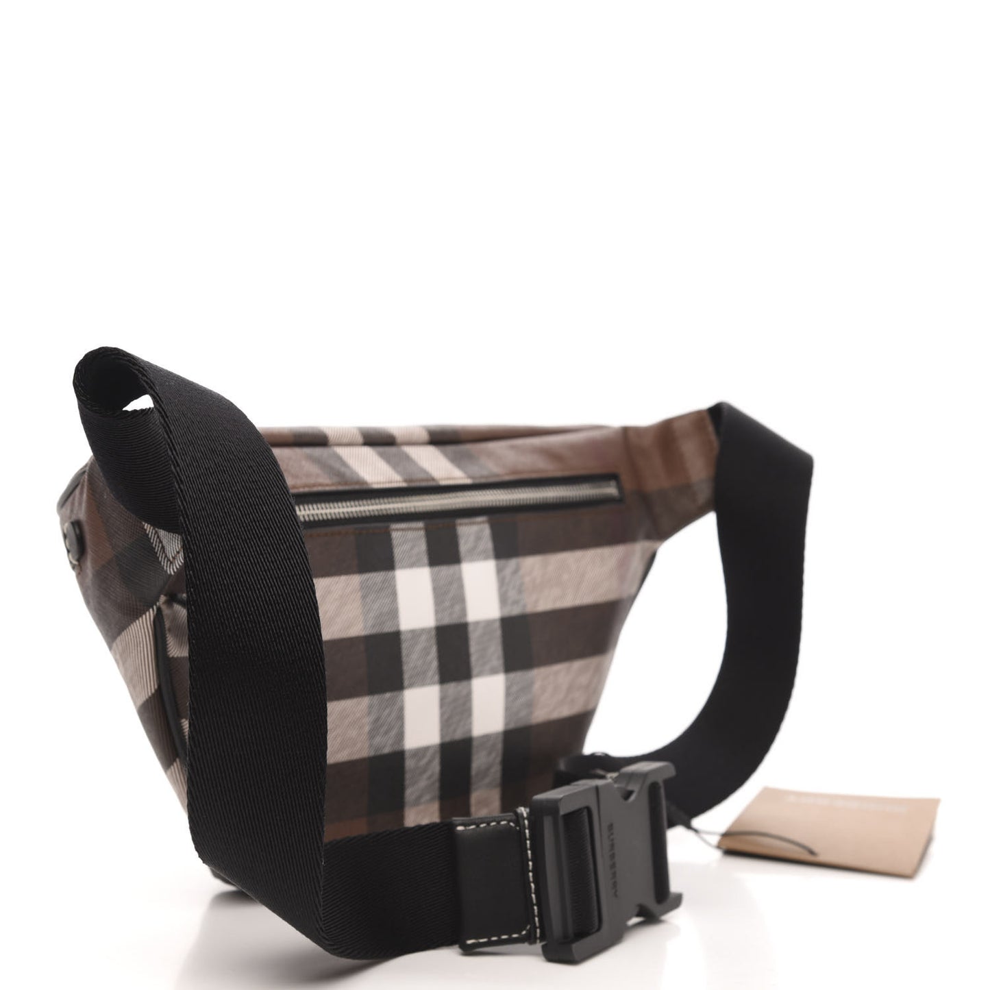E-canvas Check Bum Bag Dark Birch Brown