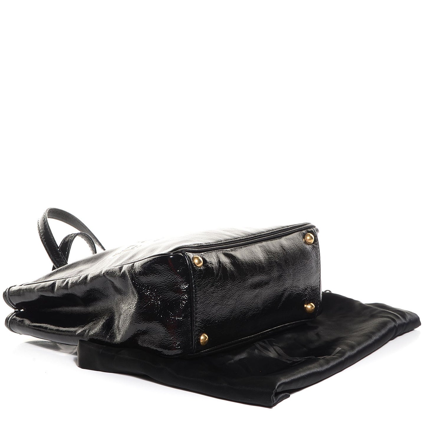 Textured Patent Small Y-Mail Tote Black