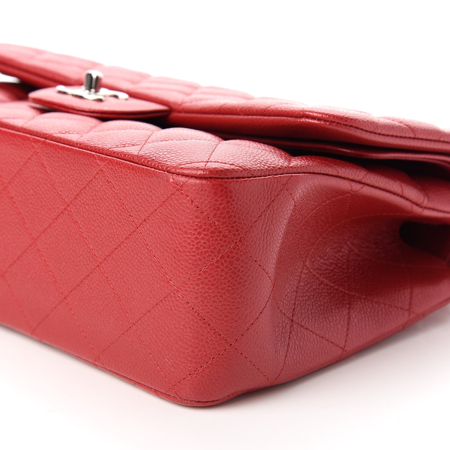 Chanel Iridescent Caviar Quilted Jumbo Double Flap Red 7 of 10