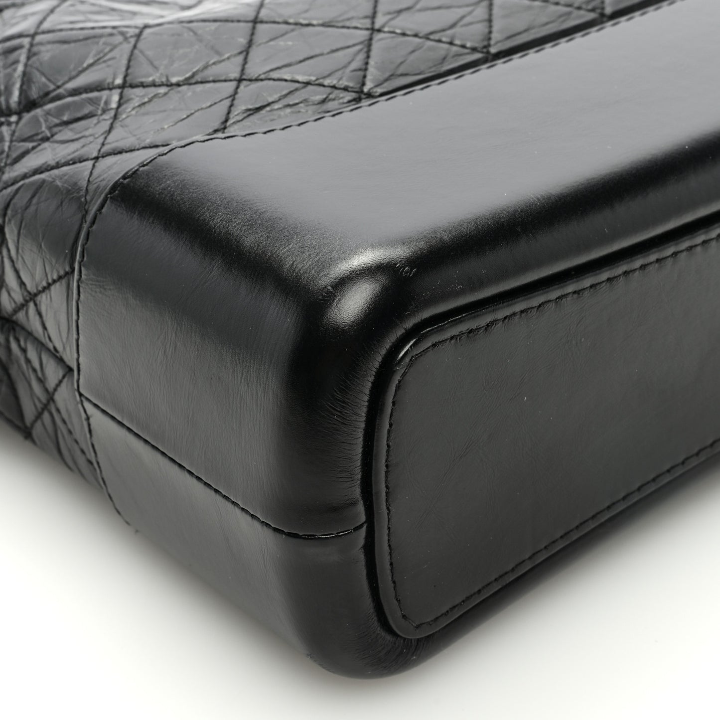 Aged Calfskin Quilted Large Gabrielle Hobo Black